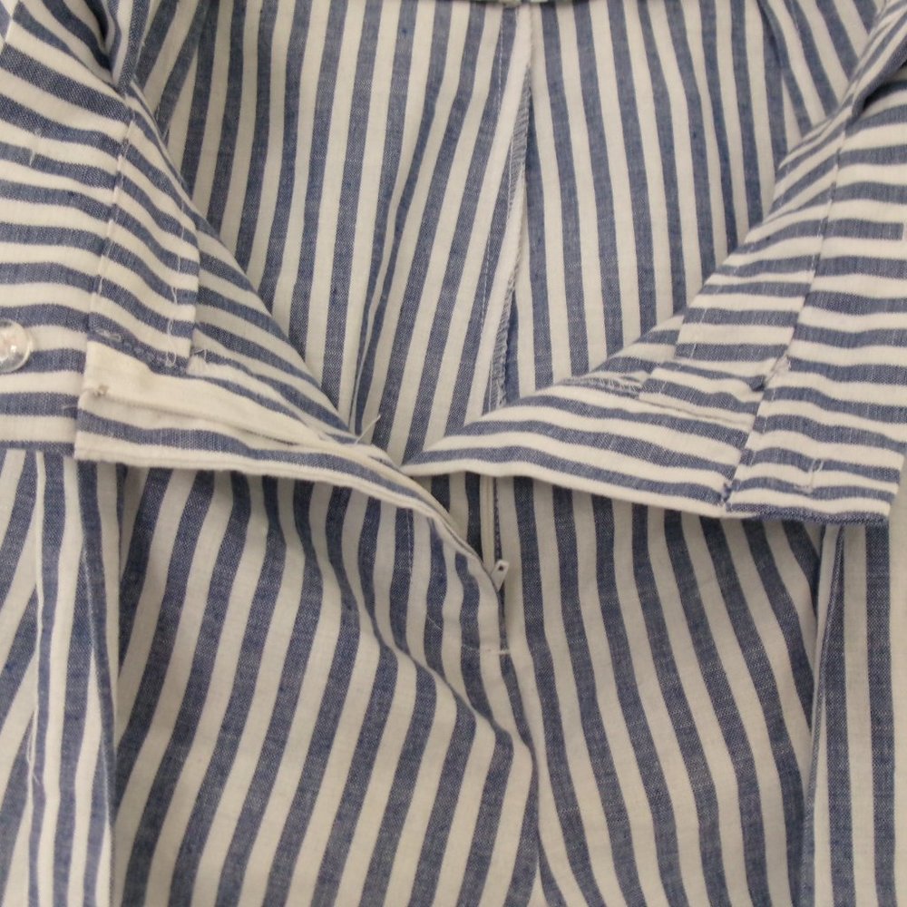 New Love Tree Chambray High Rise Paper Bag Shorts w/ Pockets L Large Blue White - Picture 6 of 9